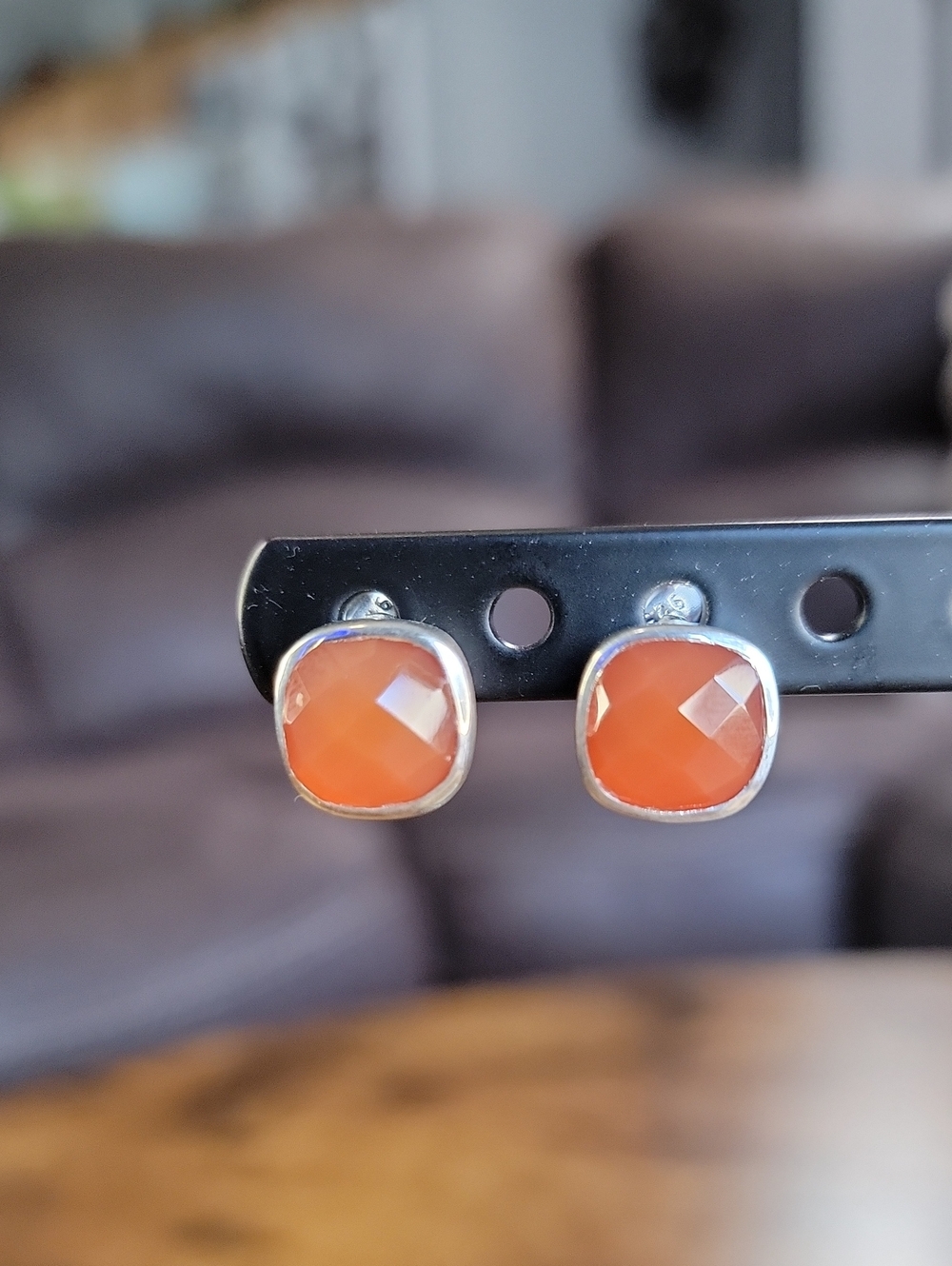 Sterling Silver Faceted Carnelian Earrings
